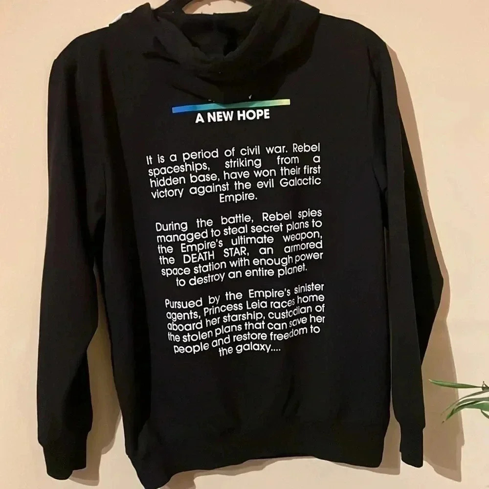 Star Wars Episode IV Hoodie Black Front & Back Graphics Kangaroo Pocket Adult S - Picture 5 of 7